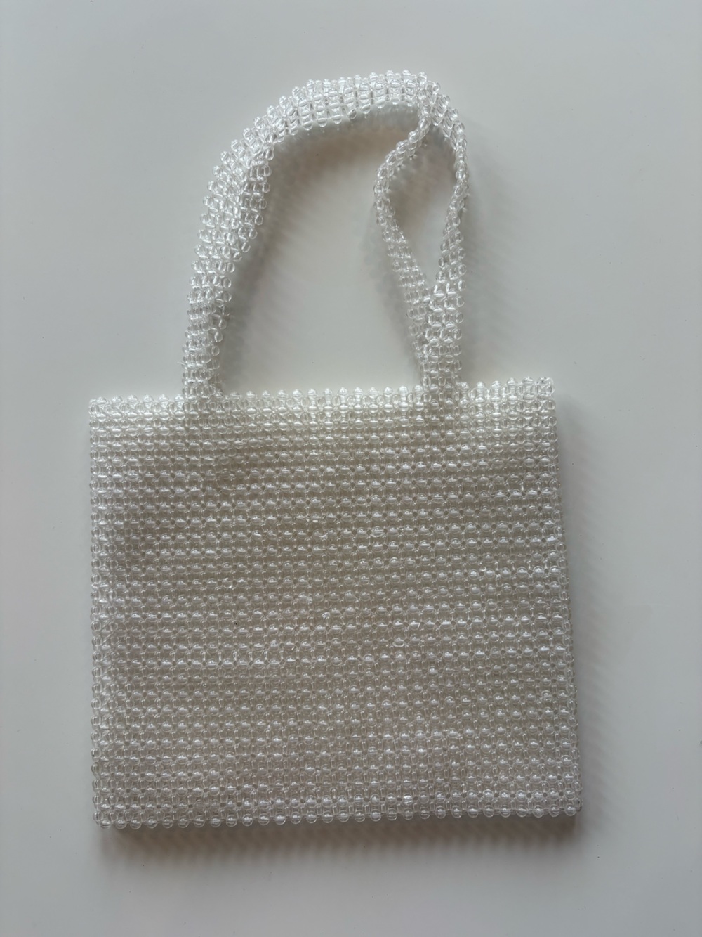 Beaded Pearl-Effect Tote Bag in White